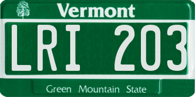 VT license plate LRI203