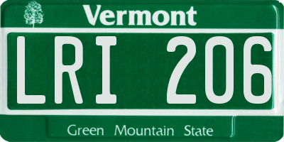 VT license plate LRI206