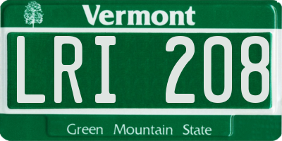 VT license plate LRI208