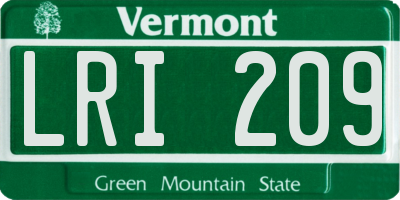VT license plate LRI209