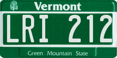 VT license plate LRI212