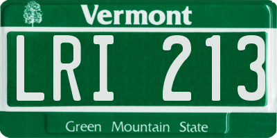 VT license plate LRI213