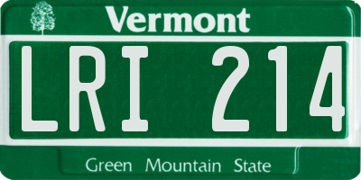 VT license plate LRI214
