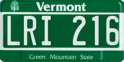 VT license plate LRI216