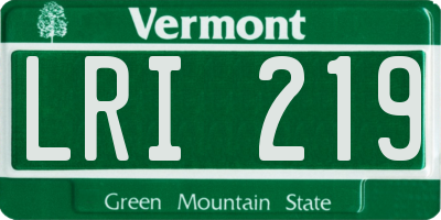VT license plate LRI219