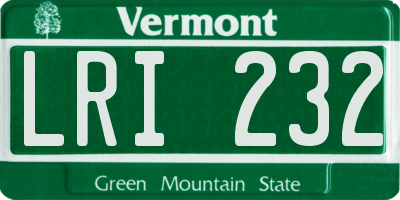 VT license plate LRI232