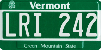 VT license plate LRI242
