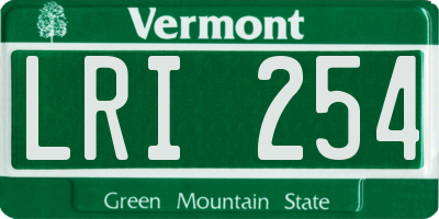 VT license plate LRI254