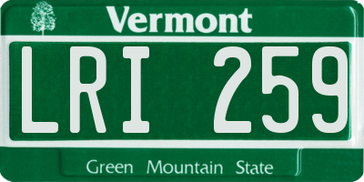 VT license plate LRI259