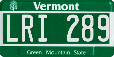 VT license plate LRI289
