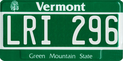 VT license plate LRI296