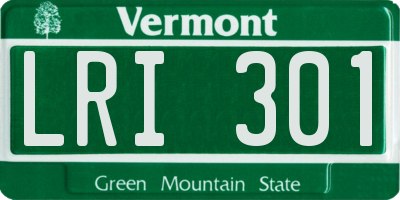 VT license plate LRI301