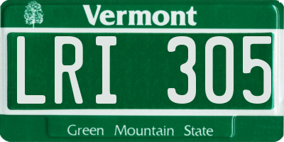 VT license plate LRI305