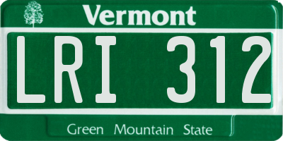 VT license plate LRI312