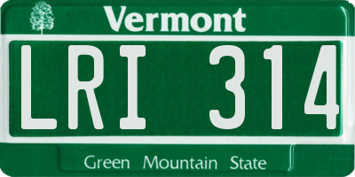 VT license plate LRI314