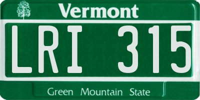 VT license plate LRI315