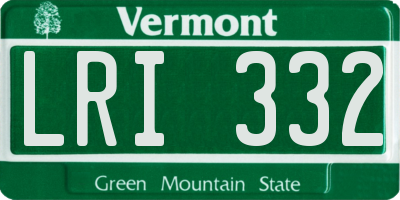 VT license plate LRI332