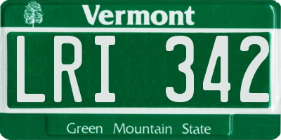 VT license plate LRI342