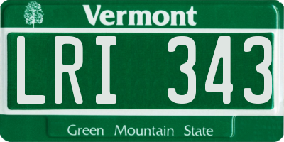 VT license plate LRI343