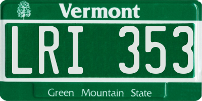 VT license plate LRI353
