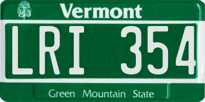 VT license plate LRI354