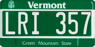 VT license plate LRI357