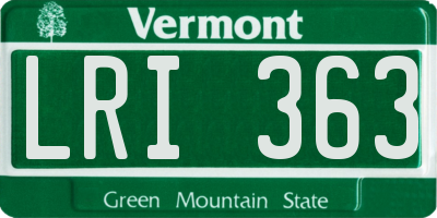 VT license plate LRI363