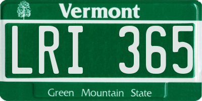VT license plate LRI365