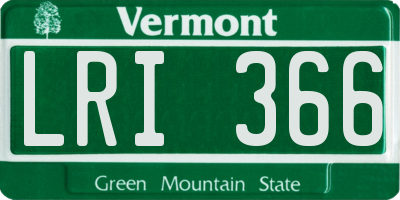 VT license plate LRI366