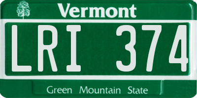VT license plate LRI374