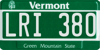 VT license plate LRI380