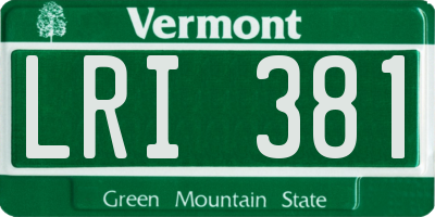 VT license plate LRI381
