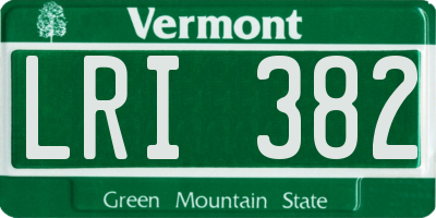 VT license plate LRI382