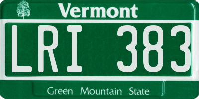 VT license plate LRI383