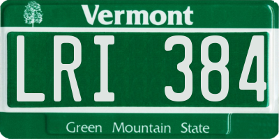 VT license plate LRI384