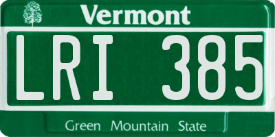 VT license plate LRI385