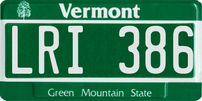 VT license plate LRI386