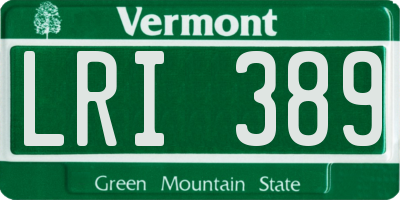 VT license plate LRI389