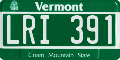 VT license plate LRI391