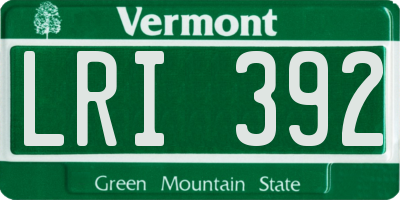 VT license plate LRI392