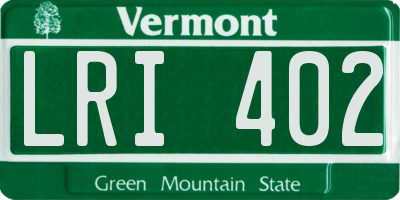 VT license plate LRI402