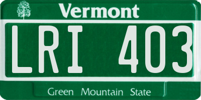 VT license plate LRI403