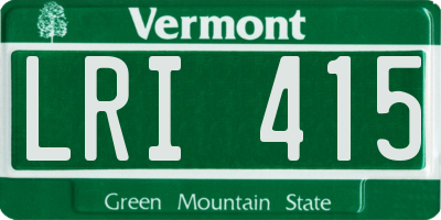 VT license plate LRI415