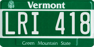 VT license plate LRI418