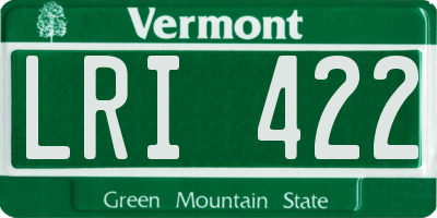 VT license plate LRI422