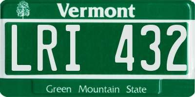 VT license plate LRI432
