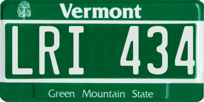 VT license plate LRI434