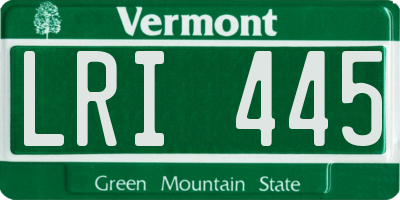 VT license plate LRI445