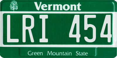 VT license plate LRI454