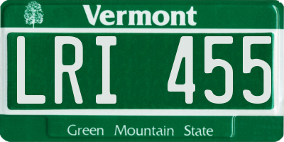 VT license plate LRI455